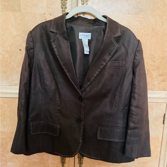 Vintage Villager Brown Blazer size 14 - Picture 2 of 8